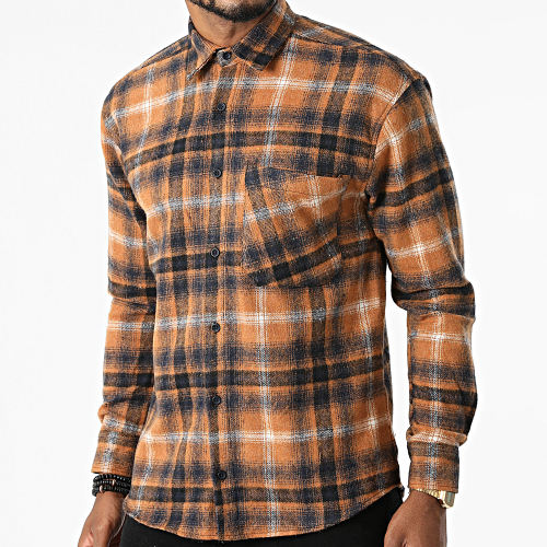 Chemise Manches Longues A Carreaux Tangelo Marron