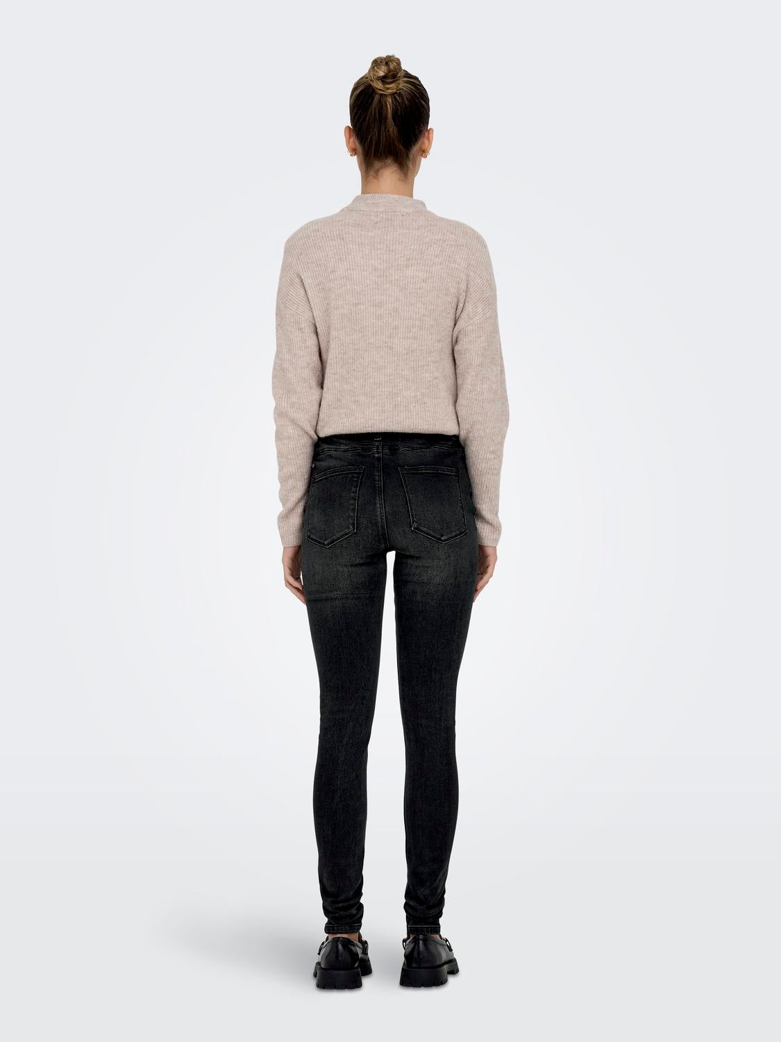 ONLLUNA Hohe Taille Skinny Fit Jeans Black