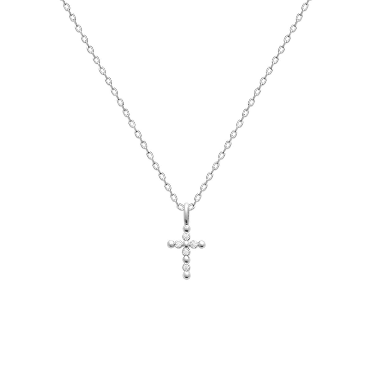 Collier Brillaxis argent rhodié croix empierrée