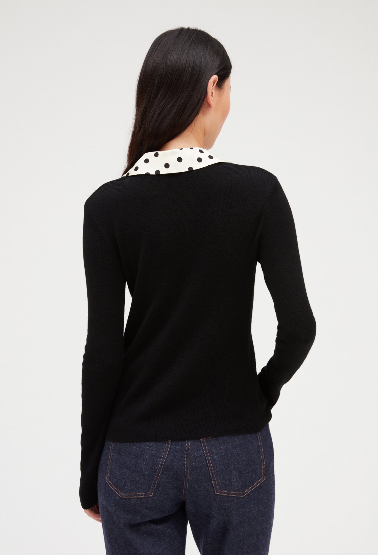 Pull noir double col amovibles