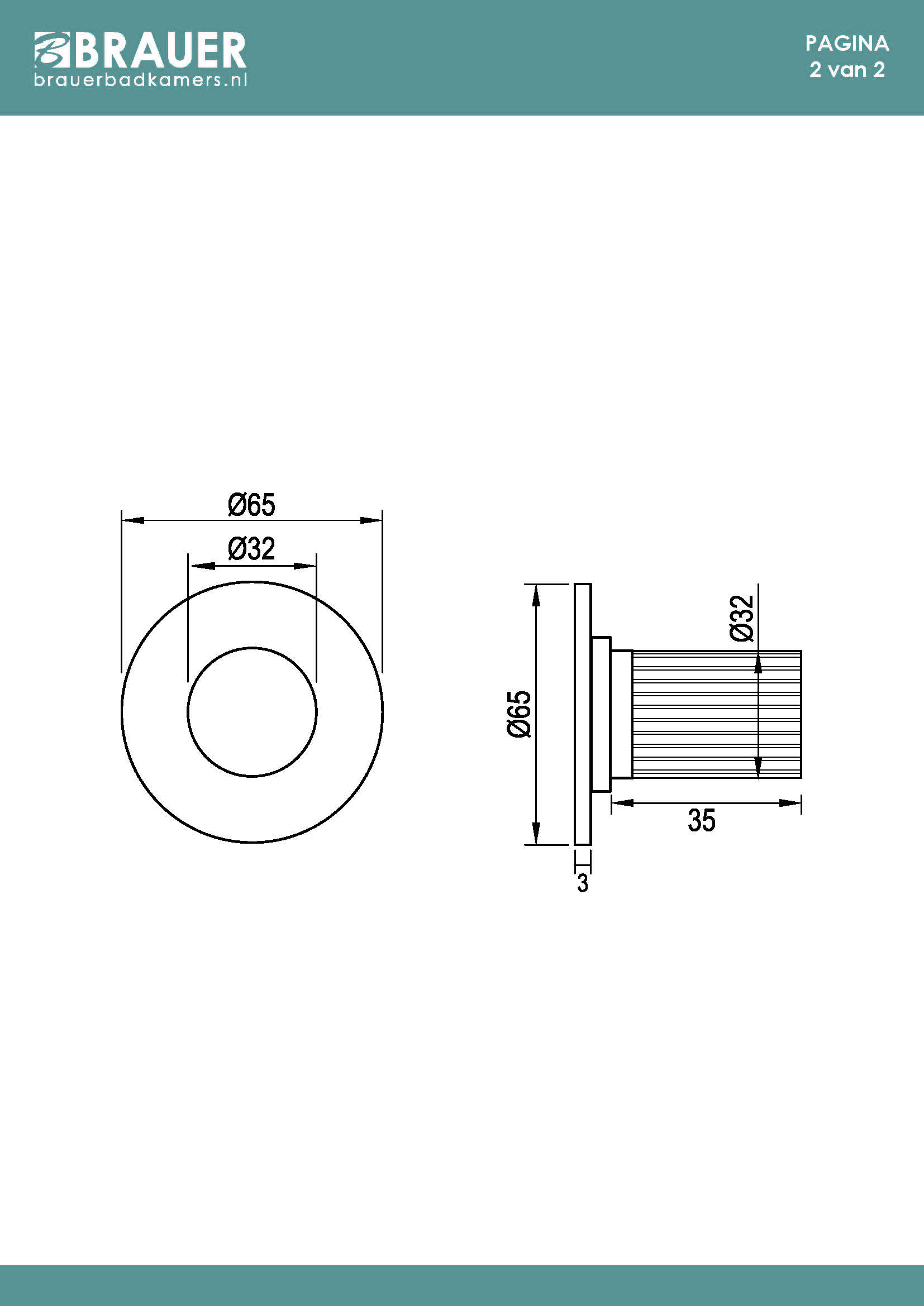 Brauer Stripe inbouw stopkraan messing geborsteld PVD