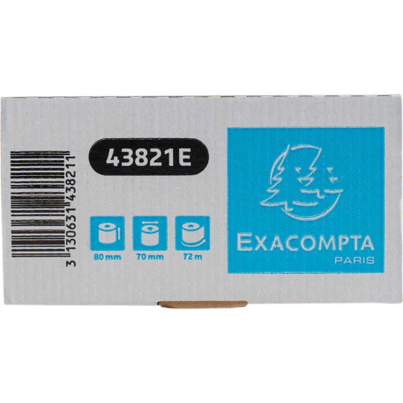 Bobines Caisses Exacompta 43821E - l 80 mm x L 72 m, Ø 76 mm - 1 pli(s) - paquet de 6