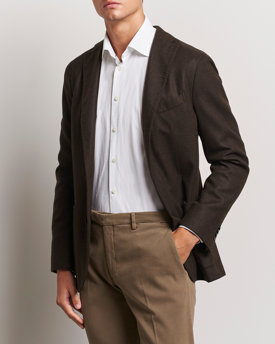 Boglioli K Jacket Wool Herringbone Blazer Dark Brown