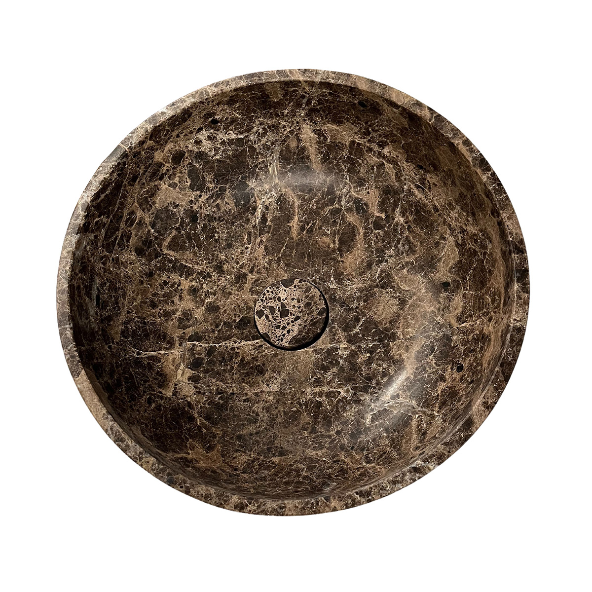 Saniclear Dark Emperador marmer waskom rond 38x13cm