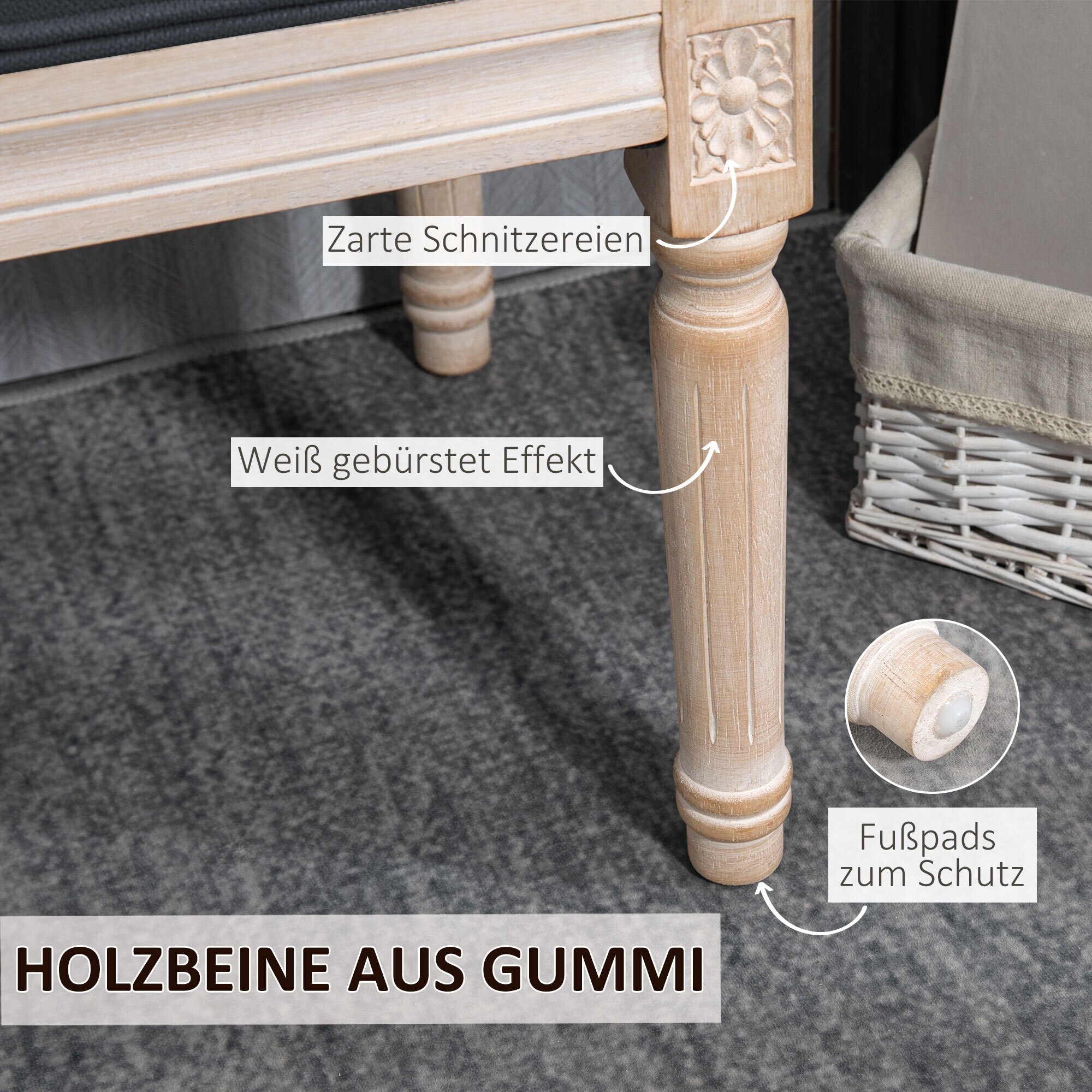 HOMCOM Bettbank mit Knopfheftung grau 117L x 40B x 48H cm
