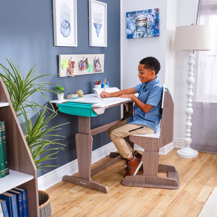 KidKraft® Verstellbarer Schreibtisch mit Stuhl Grow Together™“, aschgrau