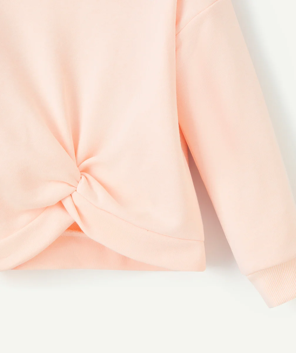 SWEAT MANCHES LONGUES FILLE ORANGE NÉON AVEC NOEUD SUR LE BAS