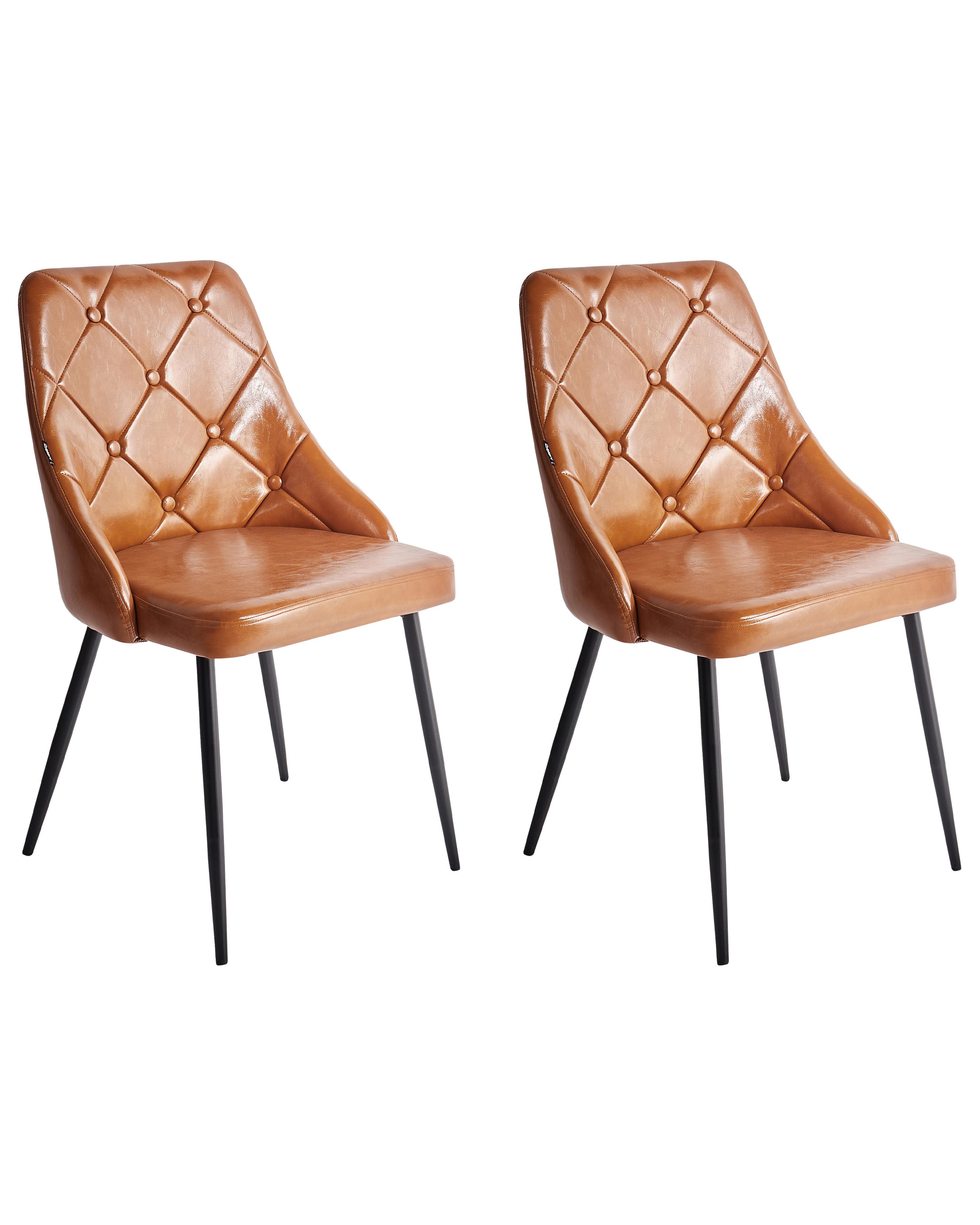 Set van 2 eetkamerstoelen VALERIE Kunstleer Goudbruin