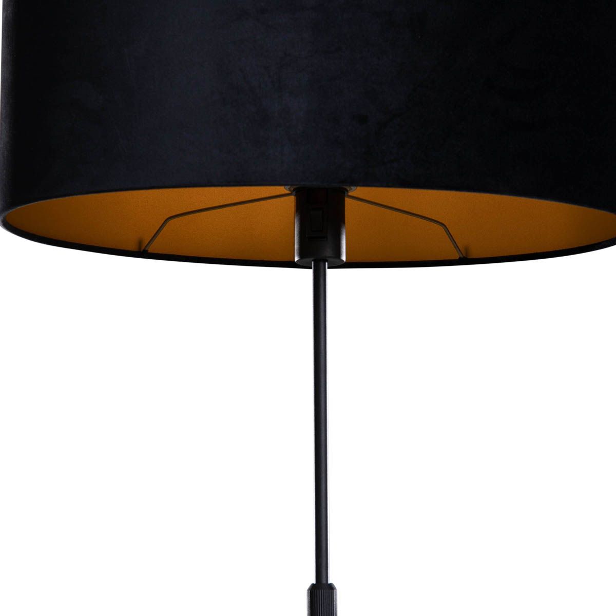 Vloerlamp zwart met ovale velours kap zwart 50cm - Parte