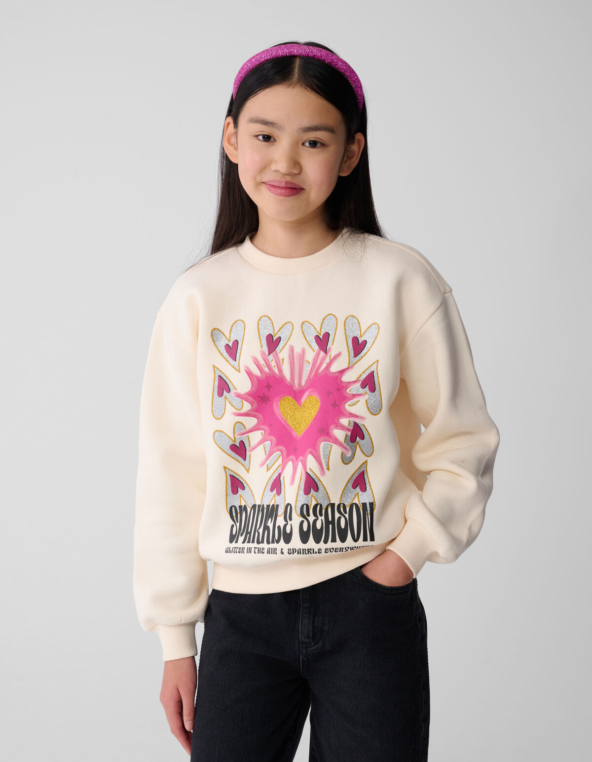Sparkle Artwork Sweater Gebroken Wit