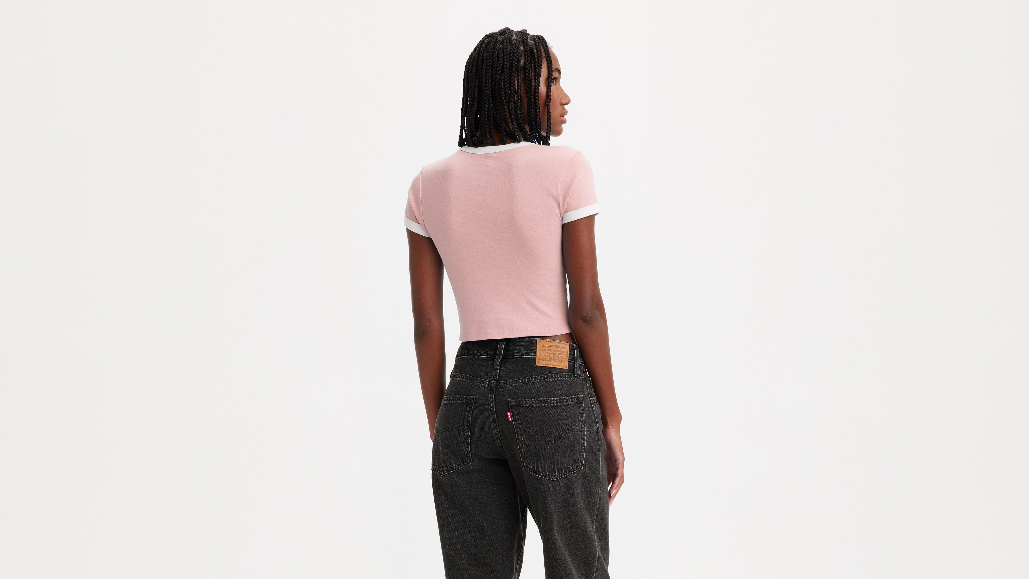 T-shirt graphique Ringer Mini - Mini Batwing Scenic Chalk Pink/Bright White - Rose