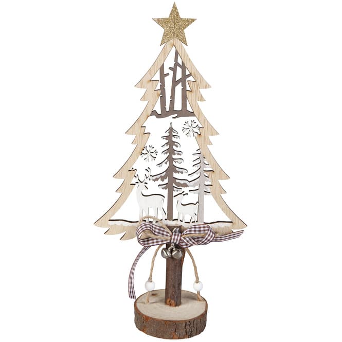 Standdeko - Baum - aus Holz - ca. 15 x 7 x 30 cm