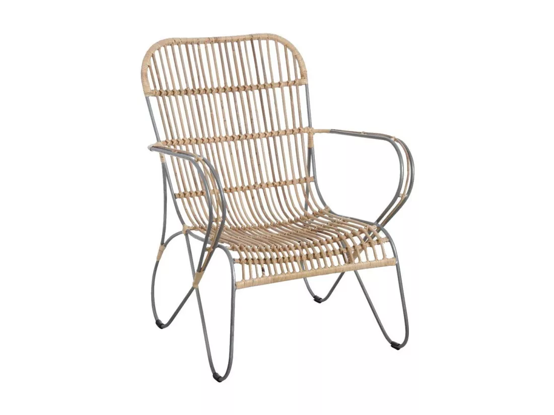 Fauteuil en métal et rotin naturel