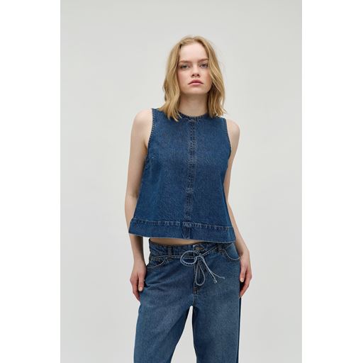 Global Funk Rihne-G Bluse, Vintage Blue Wash, XL