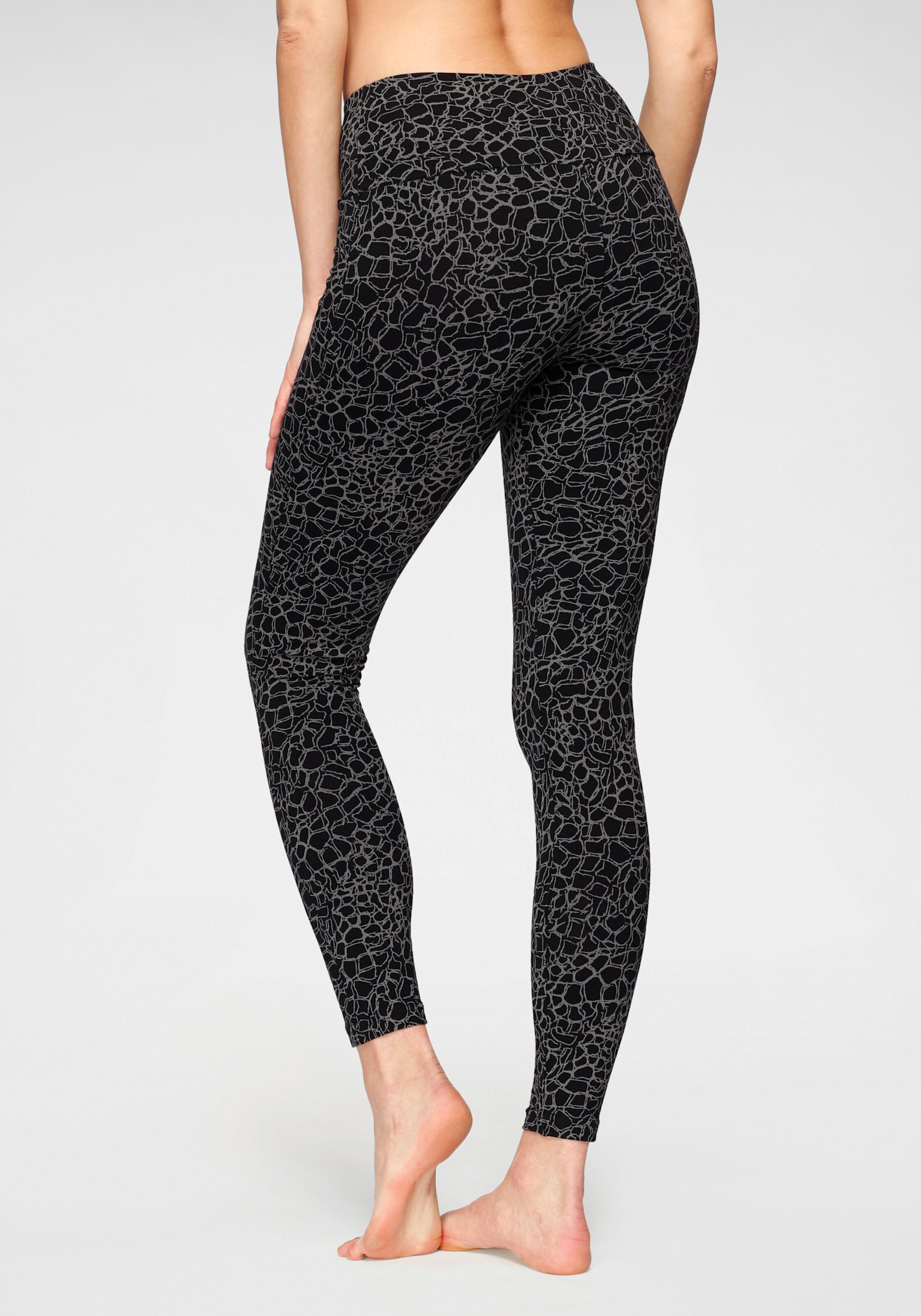 H.I.S Leggings in schwarz-bedruckt, schwarz-uni