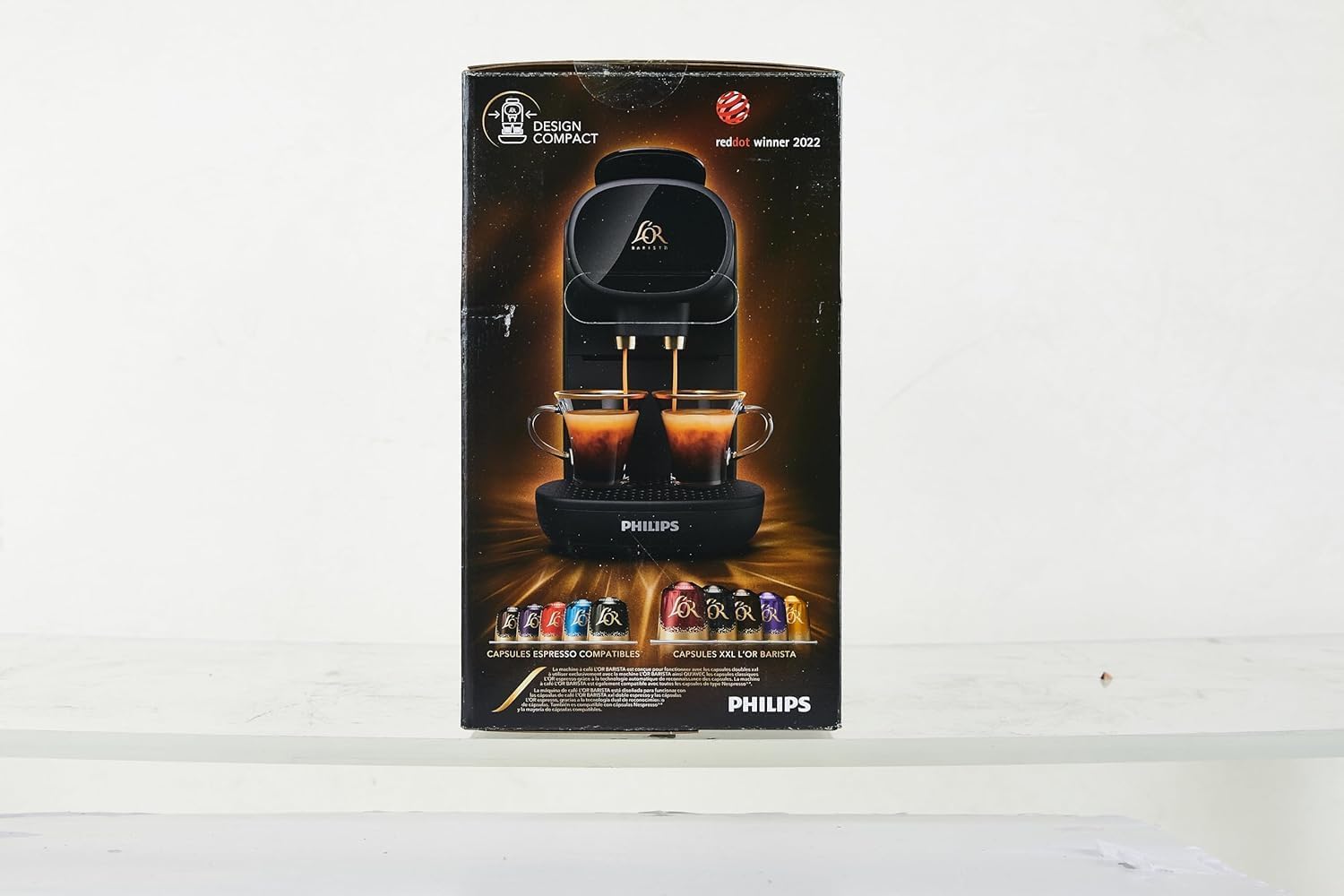 Philips L'Or Barista, Cafetière Espresso, compatible Nespresso capsules, Capsules XXL pour 1 café double ou 2 cafés à la fois, Noir, (LM9012/60)