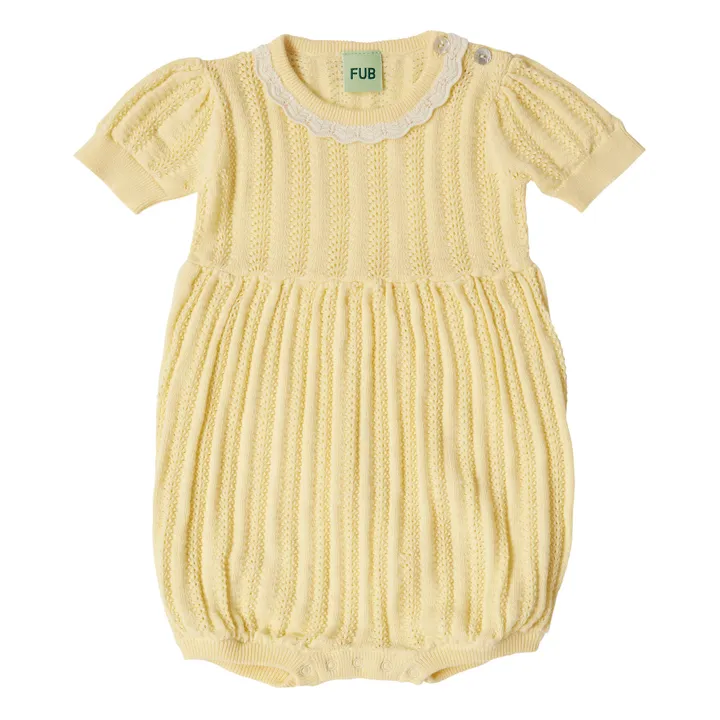 FUB Barboteuse Maille Extra Fine Pointelle Coton Bio | Jaune