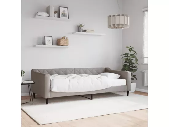Lit de jour avec matelas taupe 90x200 cm tissu