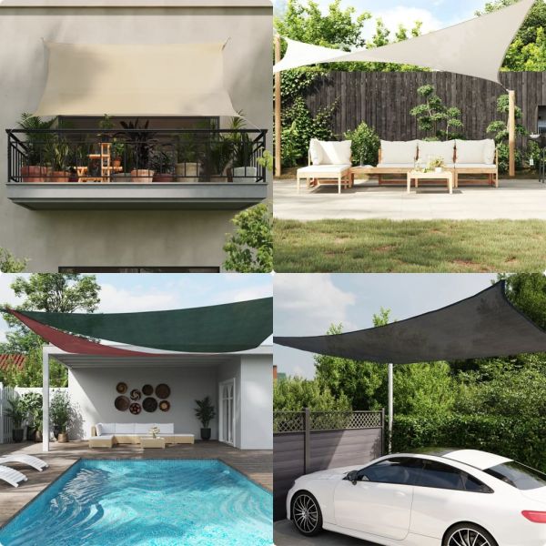 vidaXL Para-sol Estilo Vela Retangular 160 G/m² 3x5 M Pead Areia - 799184141
