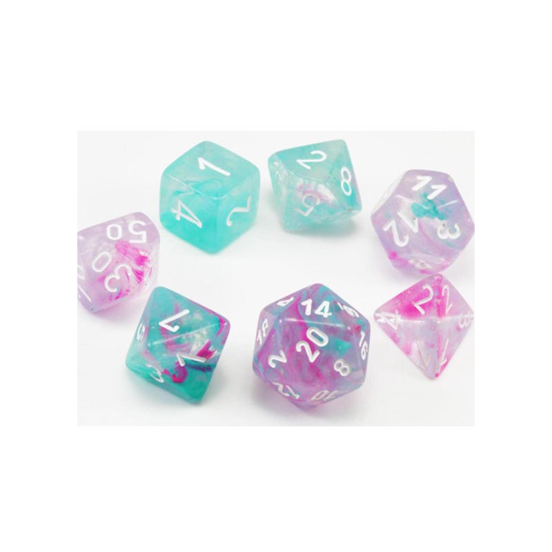 7 dés Nebula - Wisteria white luminary