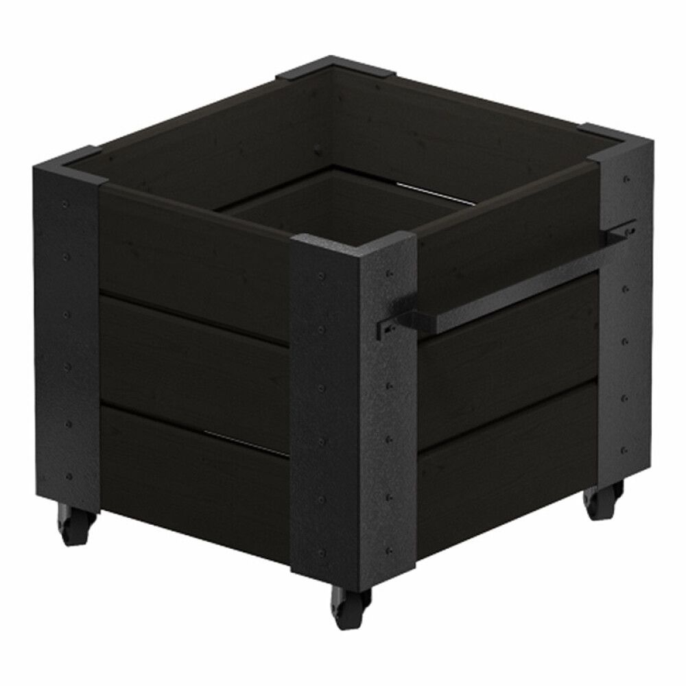 BLOMSTERKASSE PLUS CUBIC INKL HJUL 46X50X45CM SVART