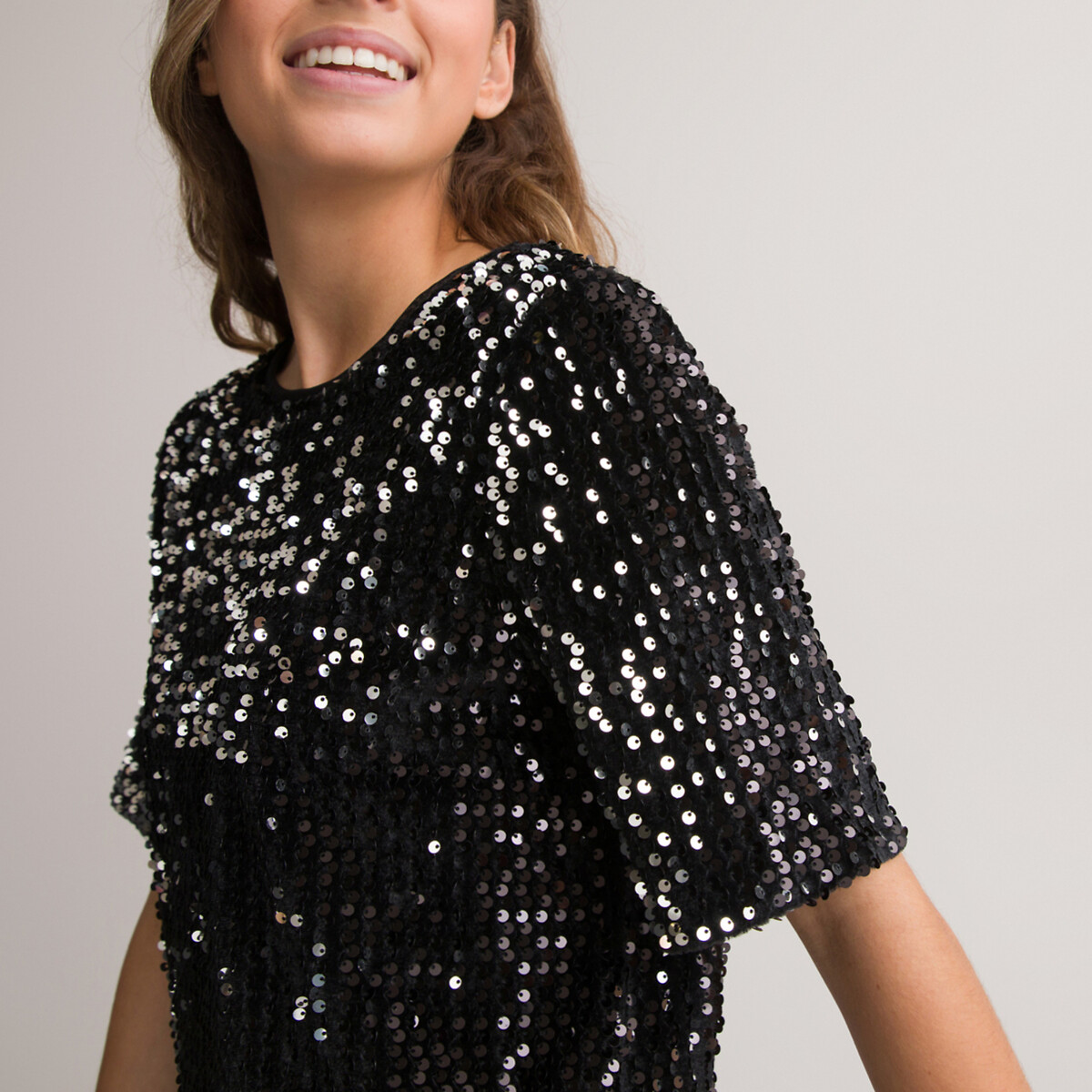 COLEÇÕES LA REDOUTE<br>Vestido reto com babados e mangas curtas