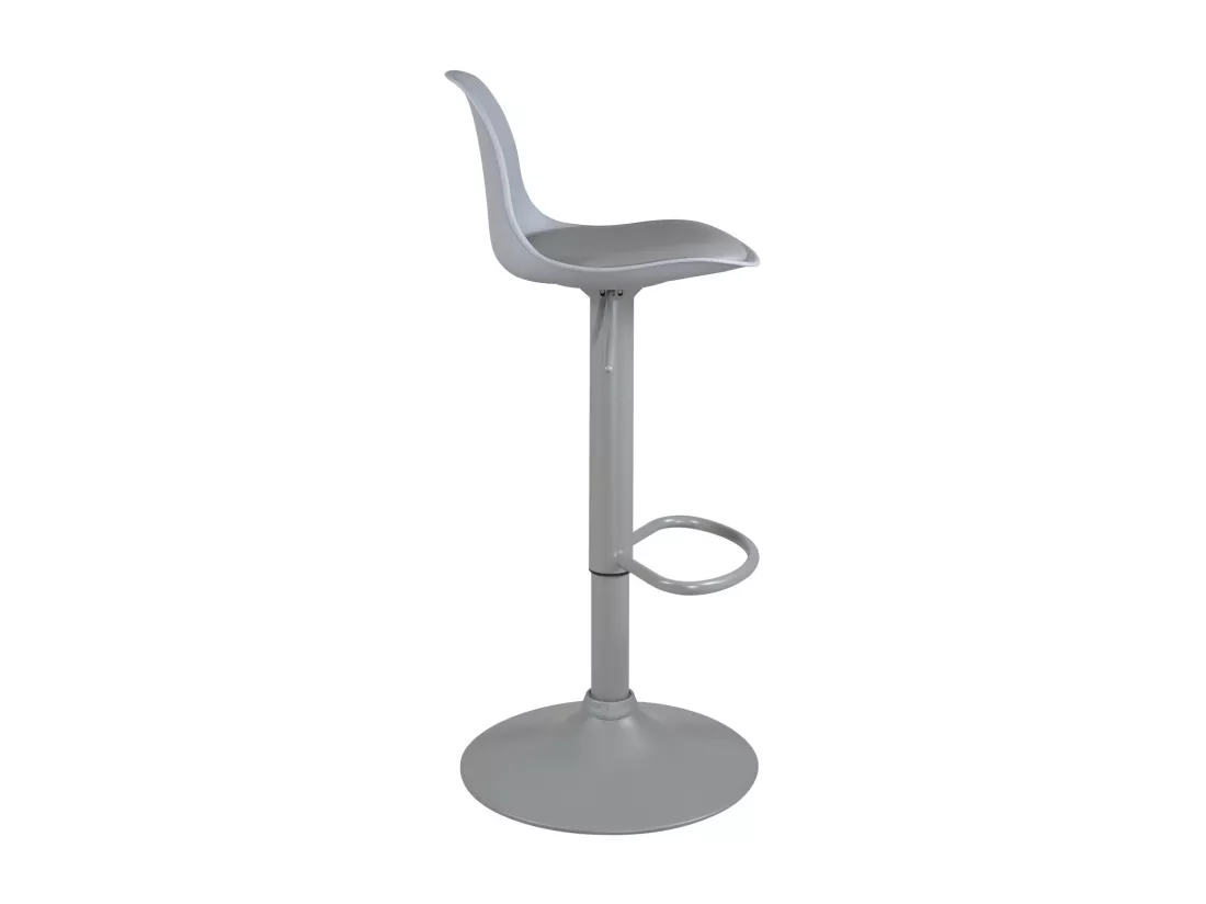 Lot 2 tabourets de bar gris design coussin simili cuir pivotant hauteur réglable SIG (gris intégral)