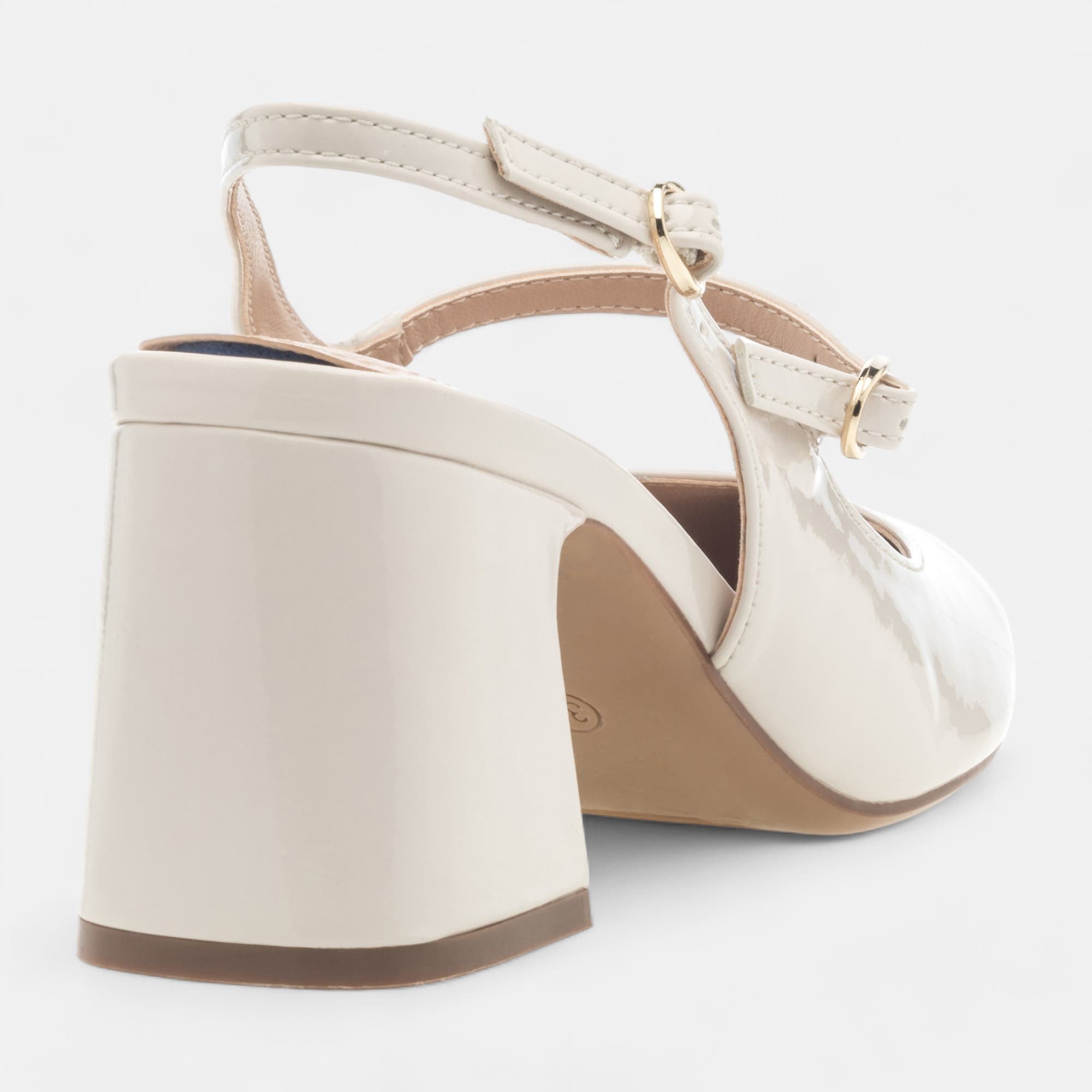 Escarpins avec bride arrière à talon Femme beige