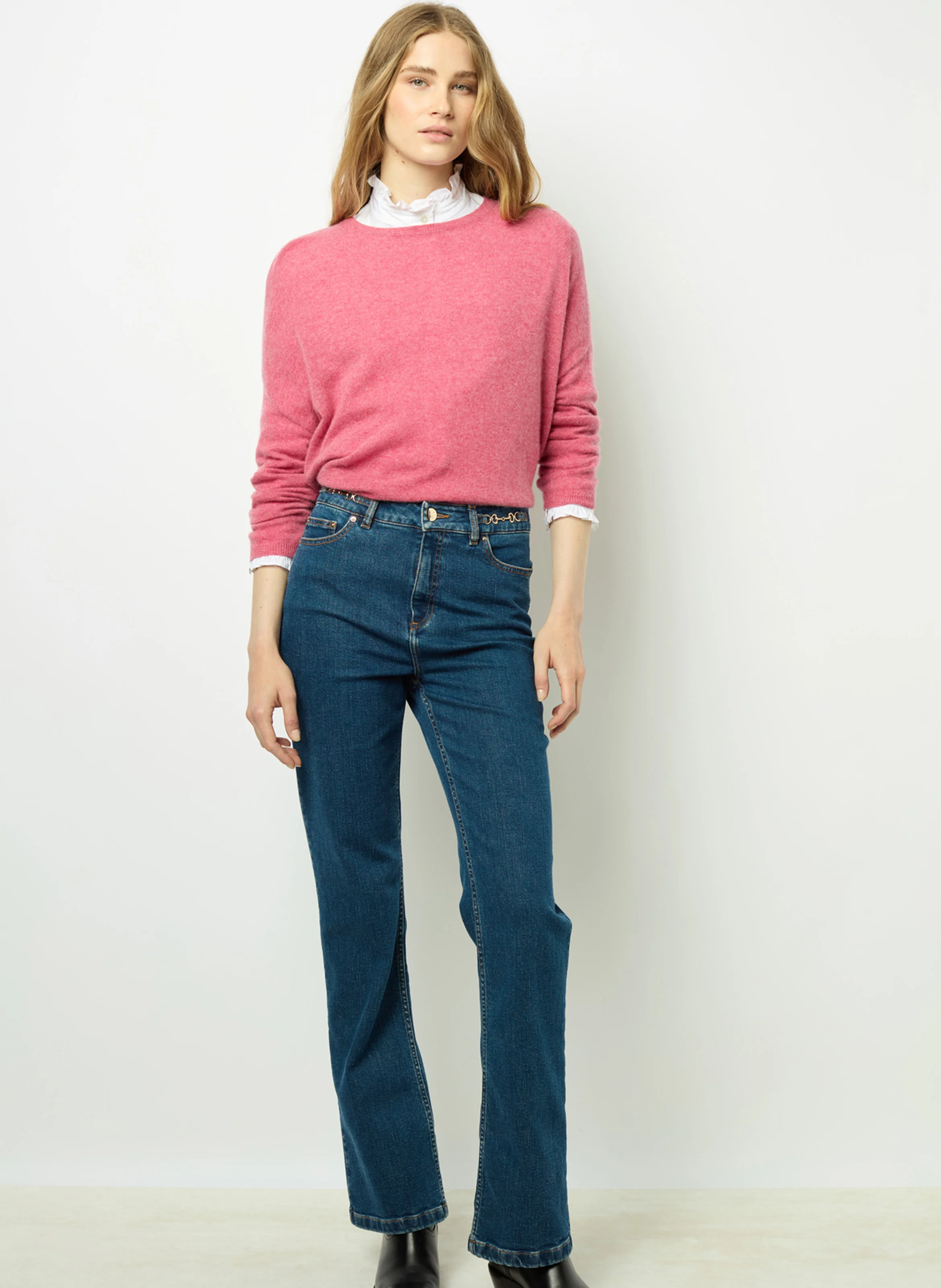 JAZMINE - Pull col rond en cachemire | Rose
