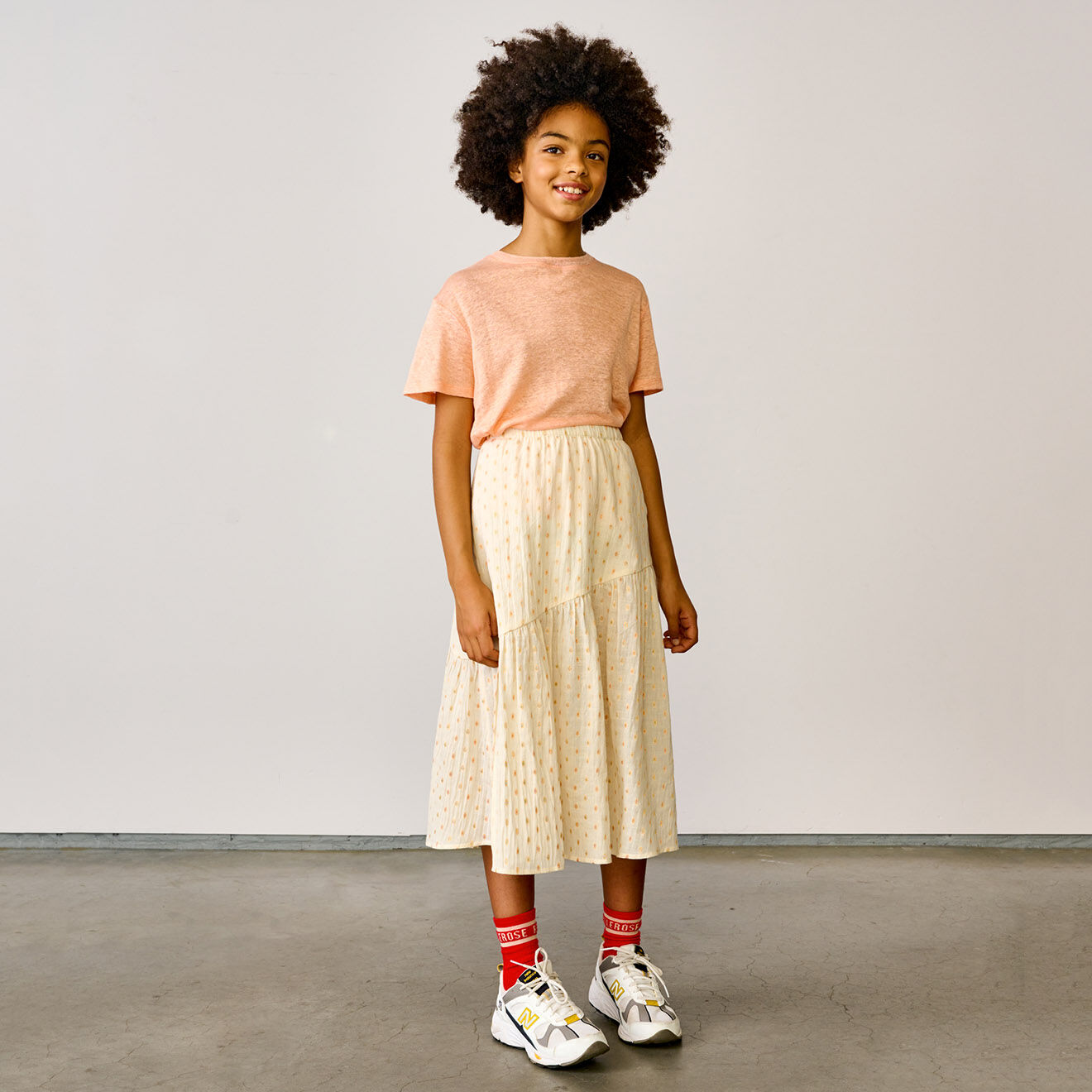 Bellerose Jupe longue en Coton Pure imprimée soleil jaune