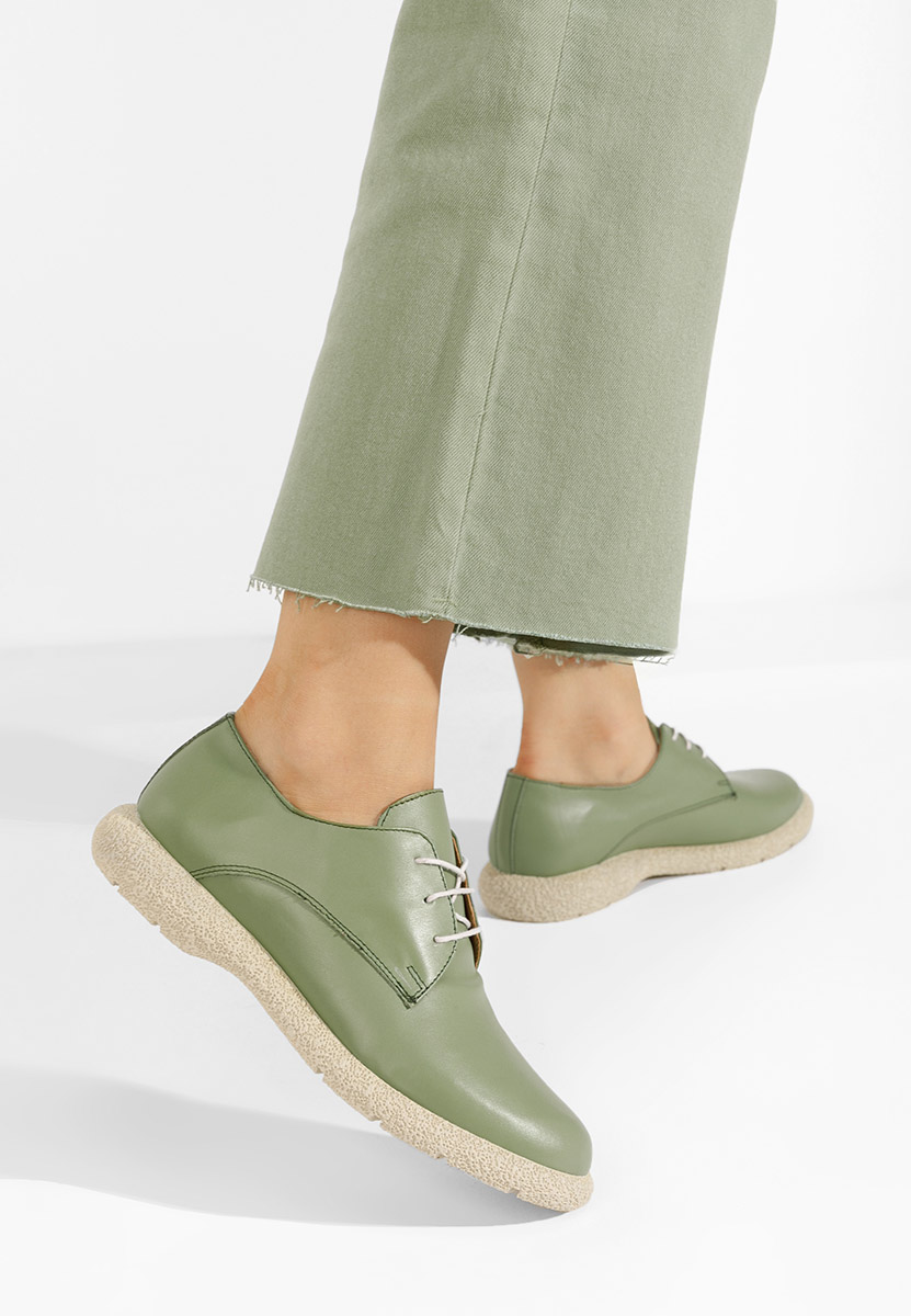 Chaussures derby en cuir vert Karysa