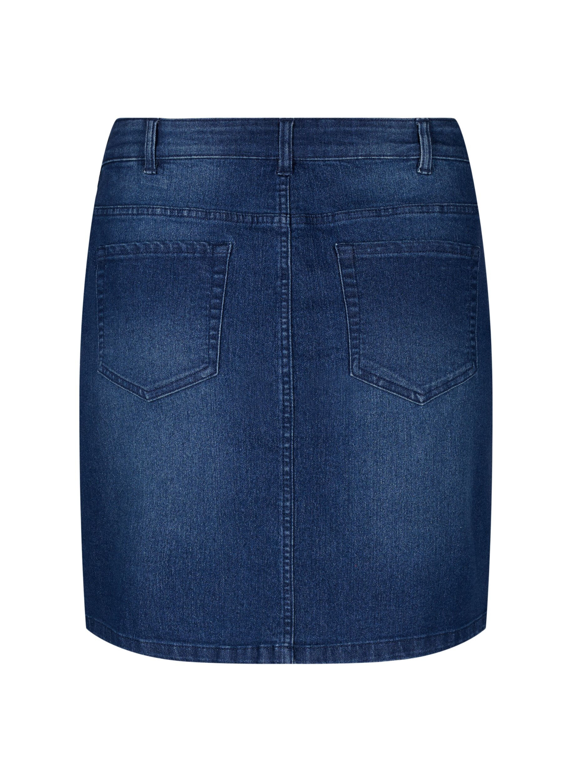 FLASH - Denim nederdel med knaplukning