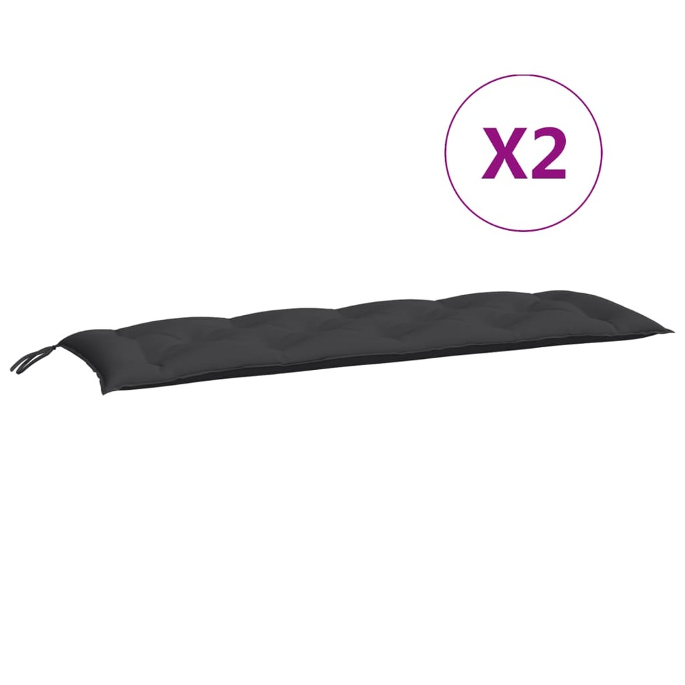 Coussins de banc de jardin 2 pcs noir 150x50x7 cm tissu oxford