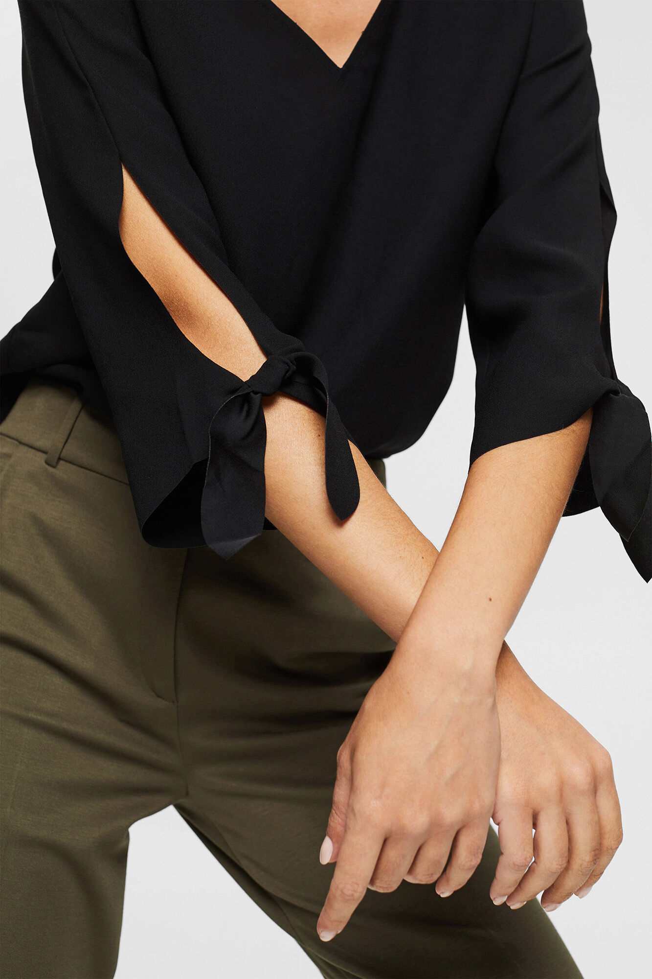 Blusa de crepe folgada - Preta