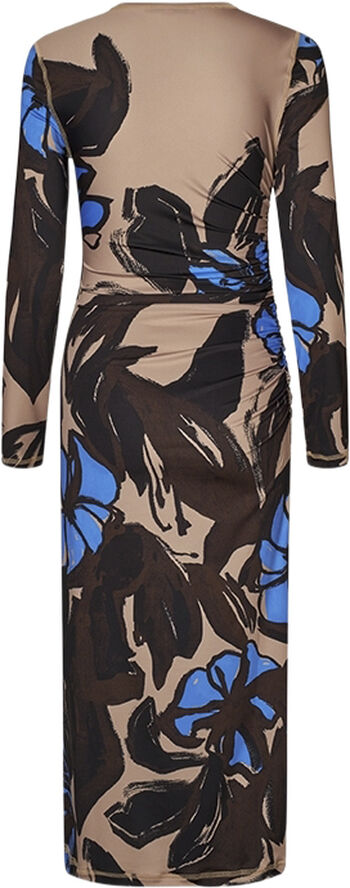 Stine Goya Gathered Long Sleeve Midi Dress, 2244 Stocking Jersey Eccentric floral
