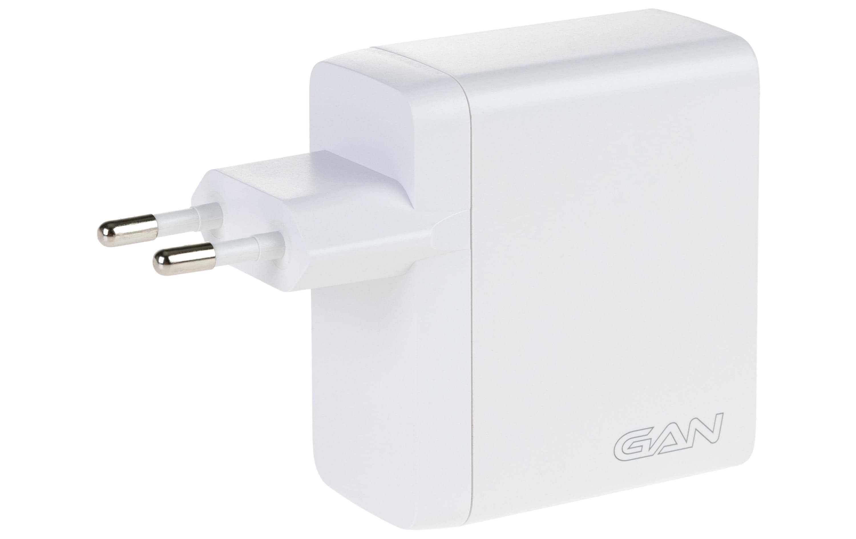 USB-Wandladegerät Trial QC5.0 120 W GaN WeissLadeadapter mit zwei USB-C-Ports und einem USB-A-Port