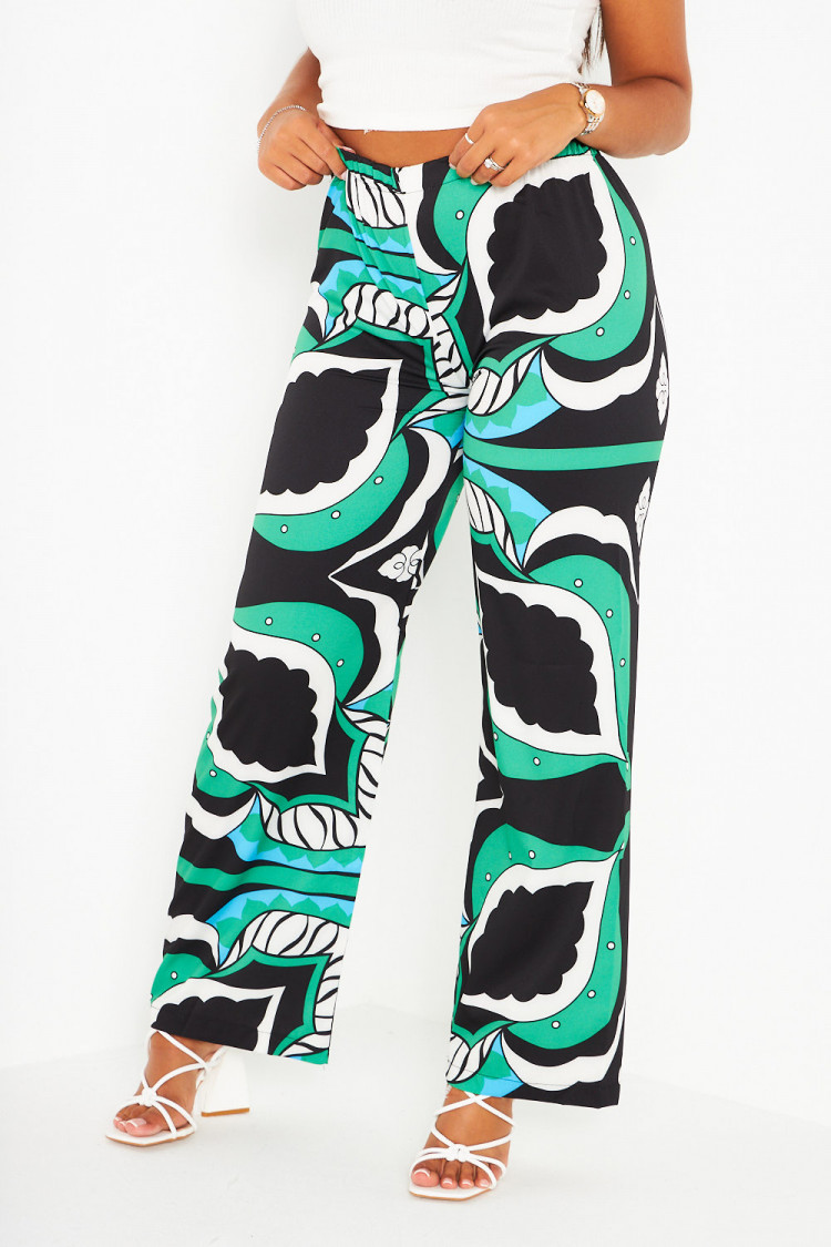 Pantalon vert large et baroque