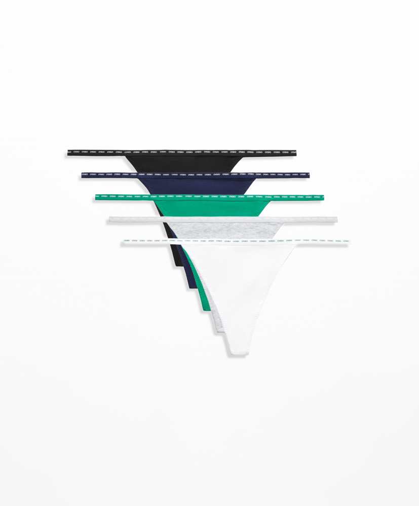 Conjunto de 5 calcinhas fio dental de algodão com alça.