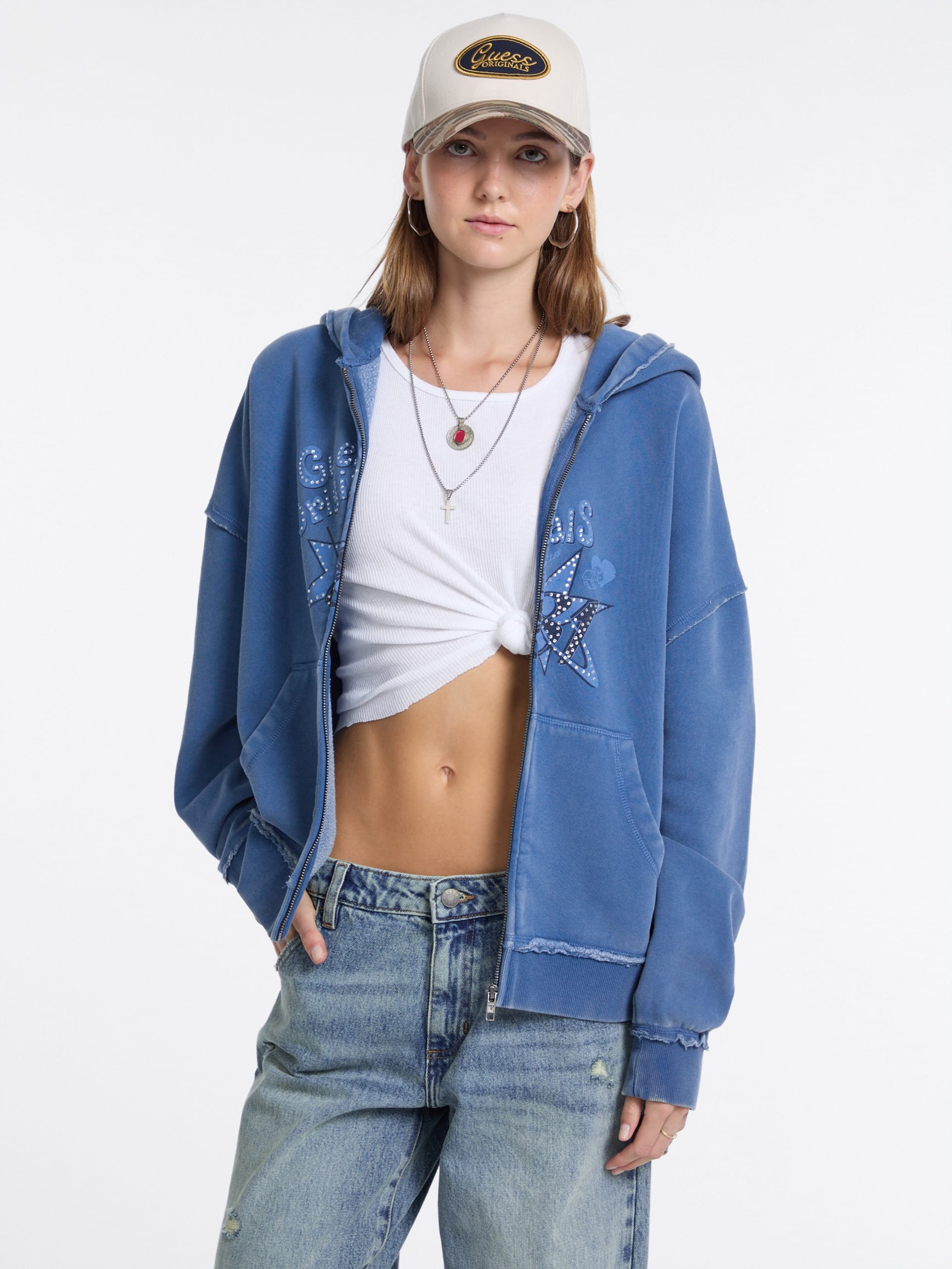 Moletom com Capuz GUESS Originals Star Strass