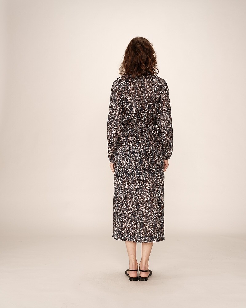 GRACE & MILA<br>Vestido longo de algodão voile com estampa abstrata, PODER