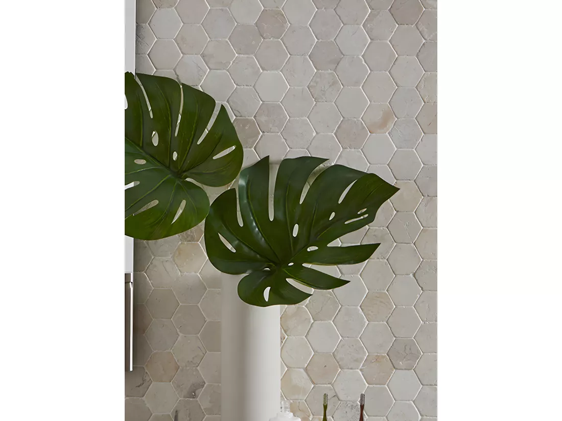 Carrelage mosaïque / Plaque de mosaïque mur et sol en marbre naturel coloris blanc - 33 x 33 cm