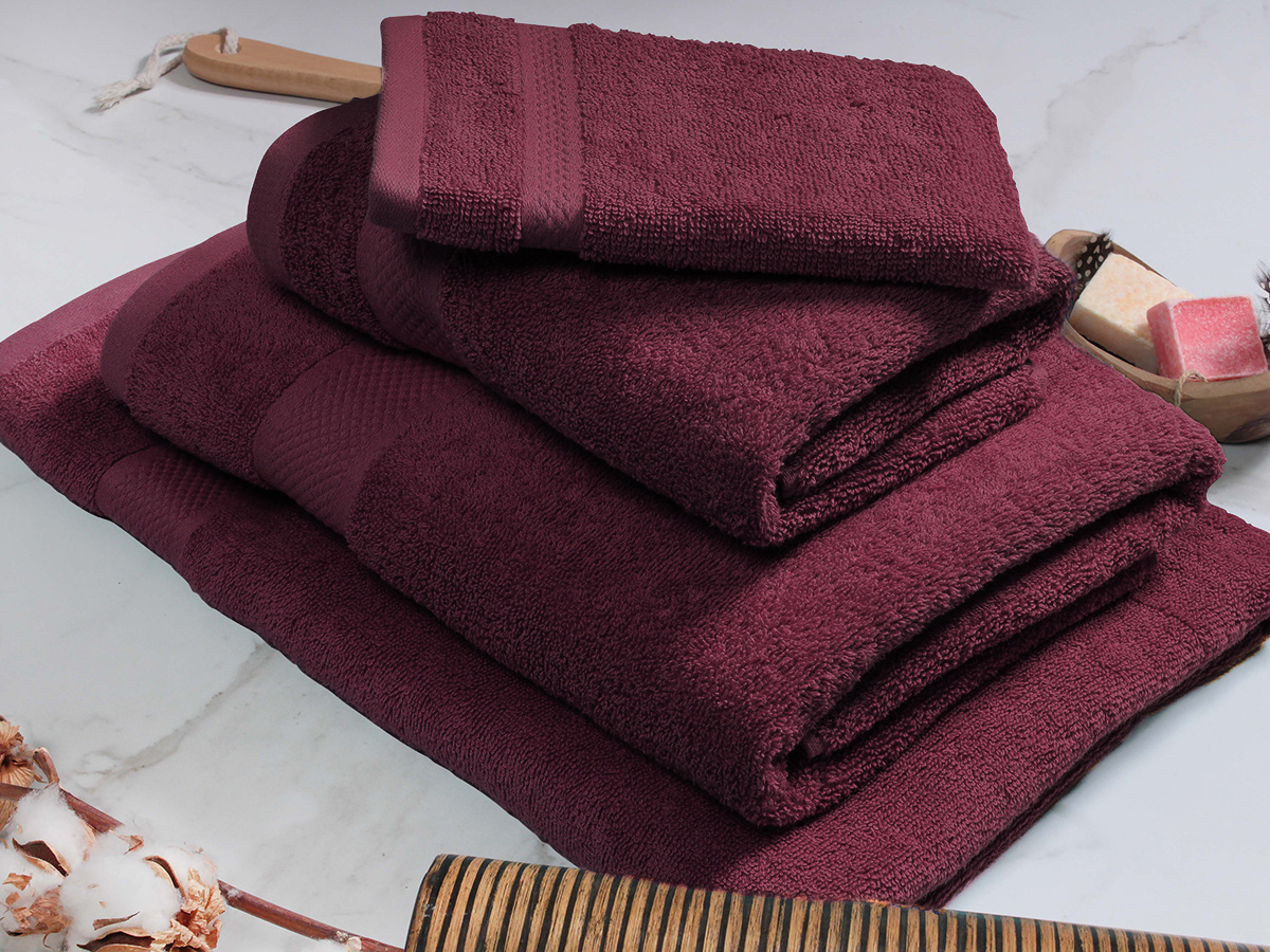 DoubleDry Hotel 50 x 100 cm set van 6 handdoeken - bordeaux