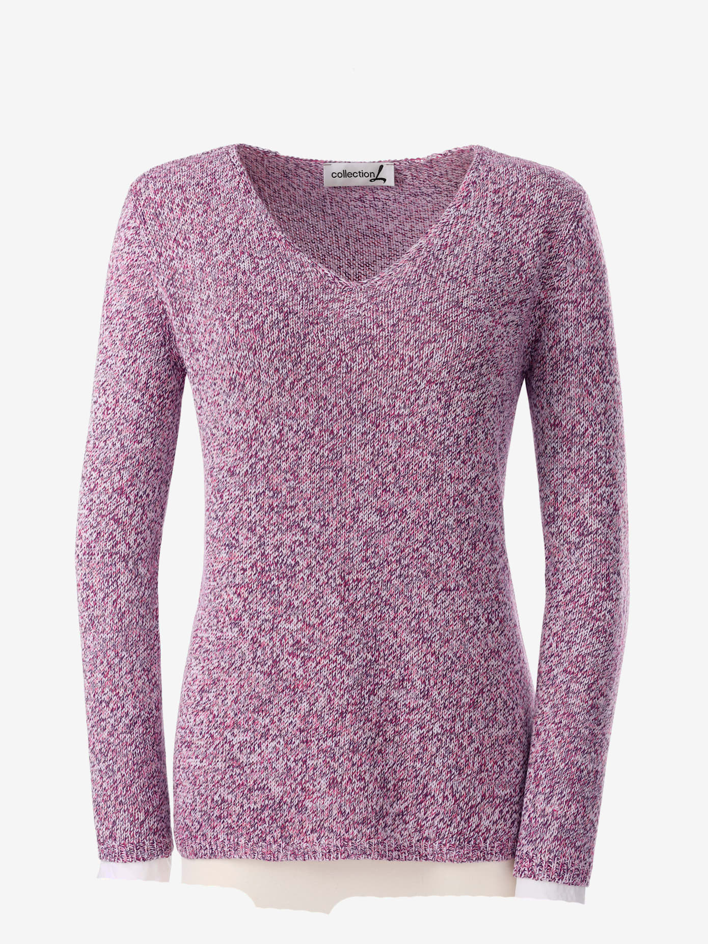 Pull femme à col en v et manches longues