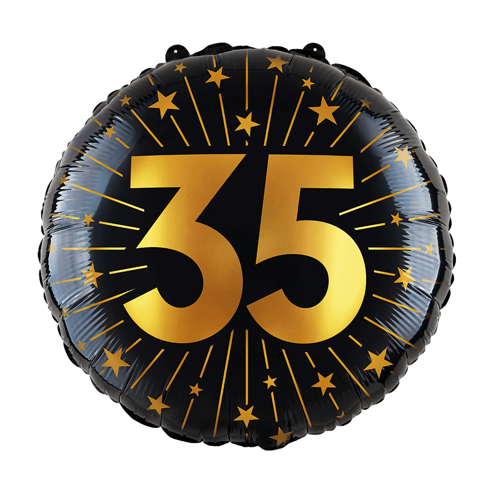 35 Jaar Helium Ballon Zwart Goud Leeg 45cm