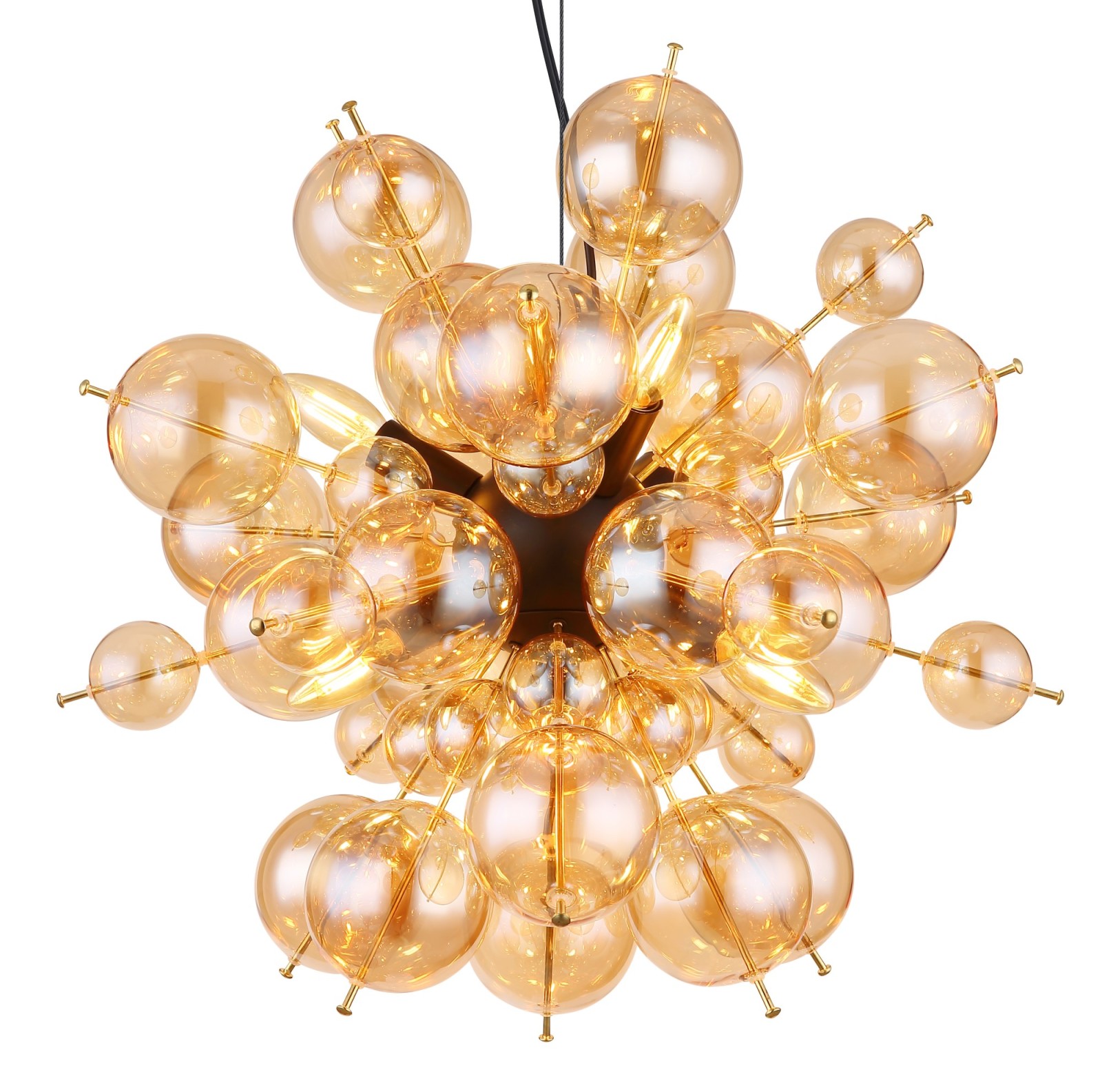 Hängeleuchte - schwarz-goldfarben - 6-flammig