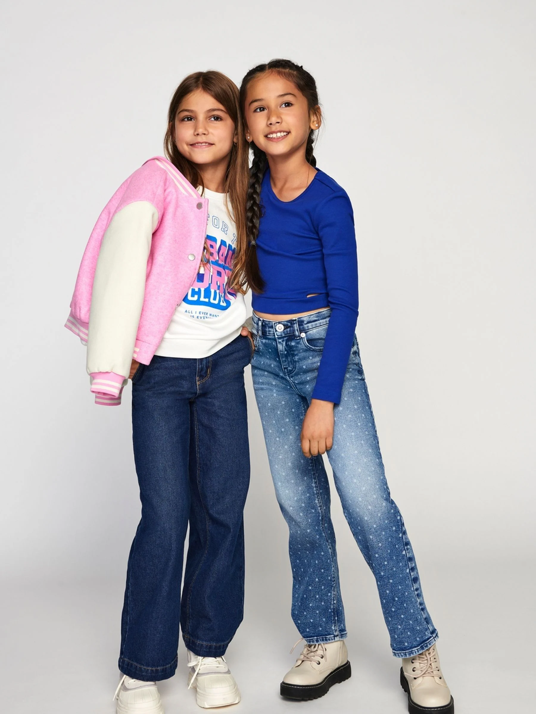 ONLY KIDS blauwe 100% katoenen jeans met wijde pijpen en verstelbare taille