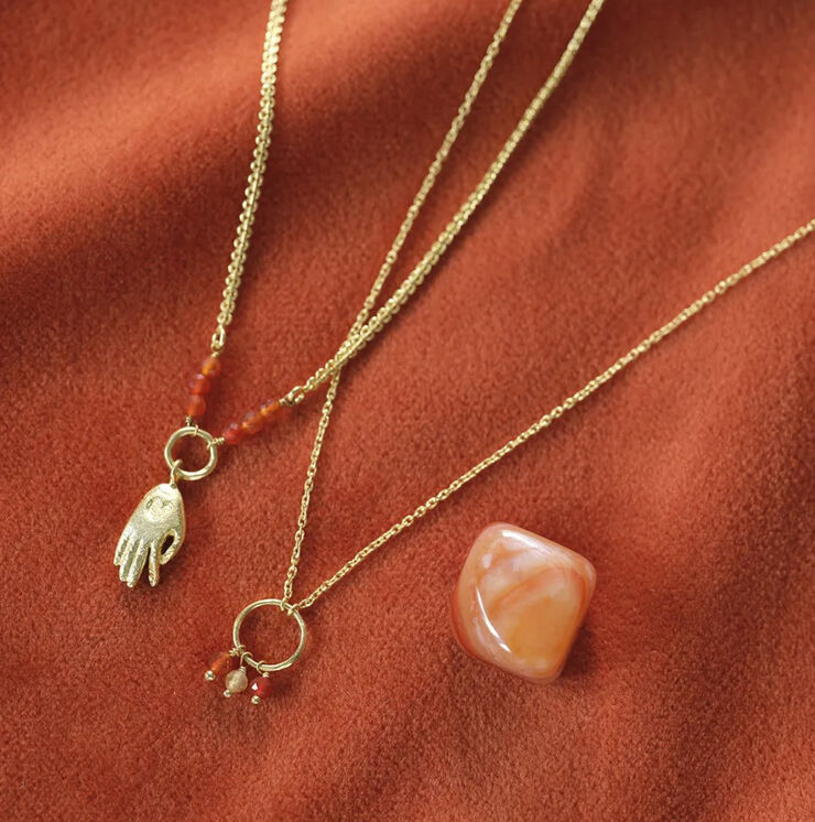 A Beautiful Story Sentiment Carnelian Citrine Necklace GP Gold