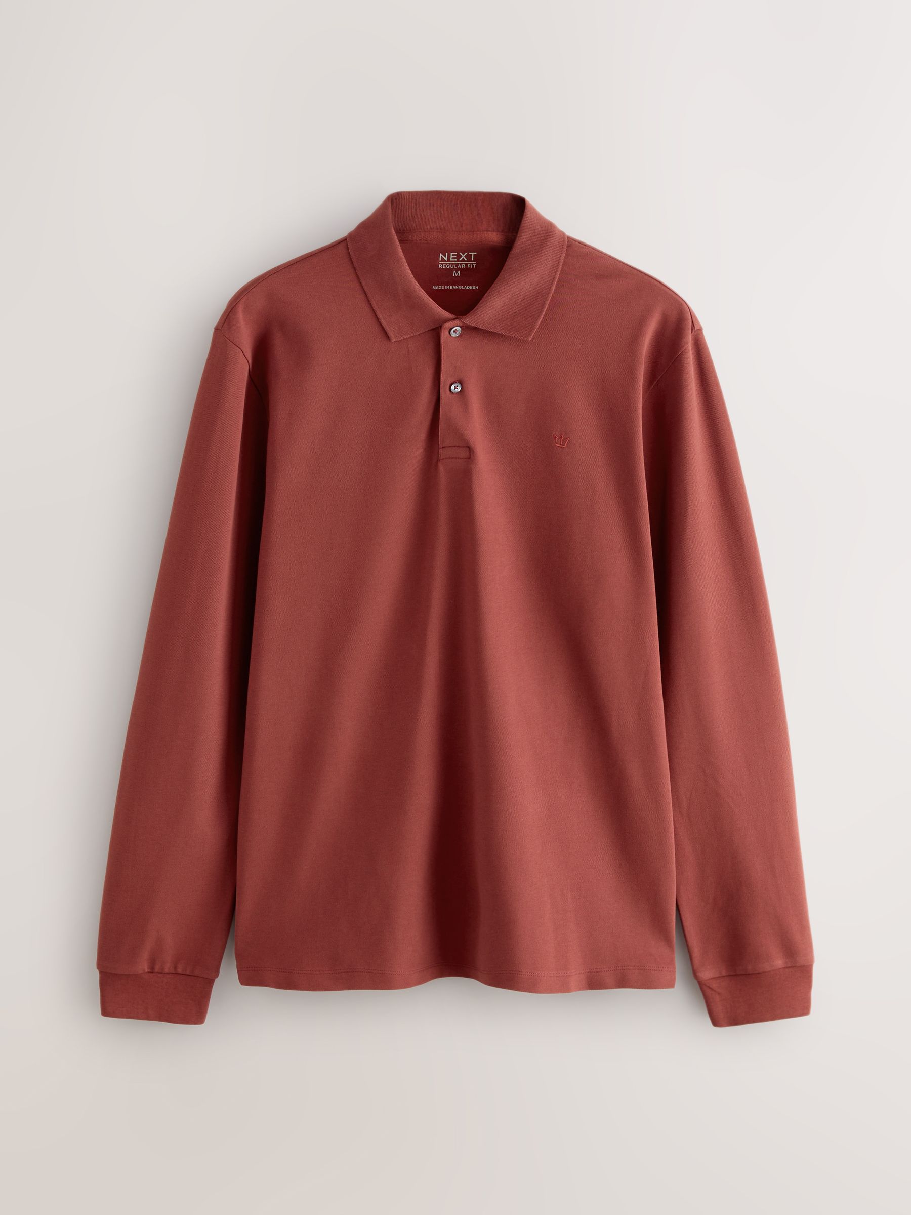 Rood - Normale Pasvorm - Piqué polo met lange mouwen