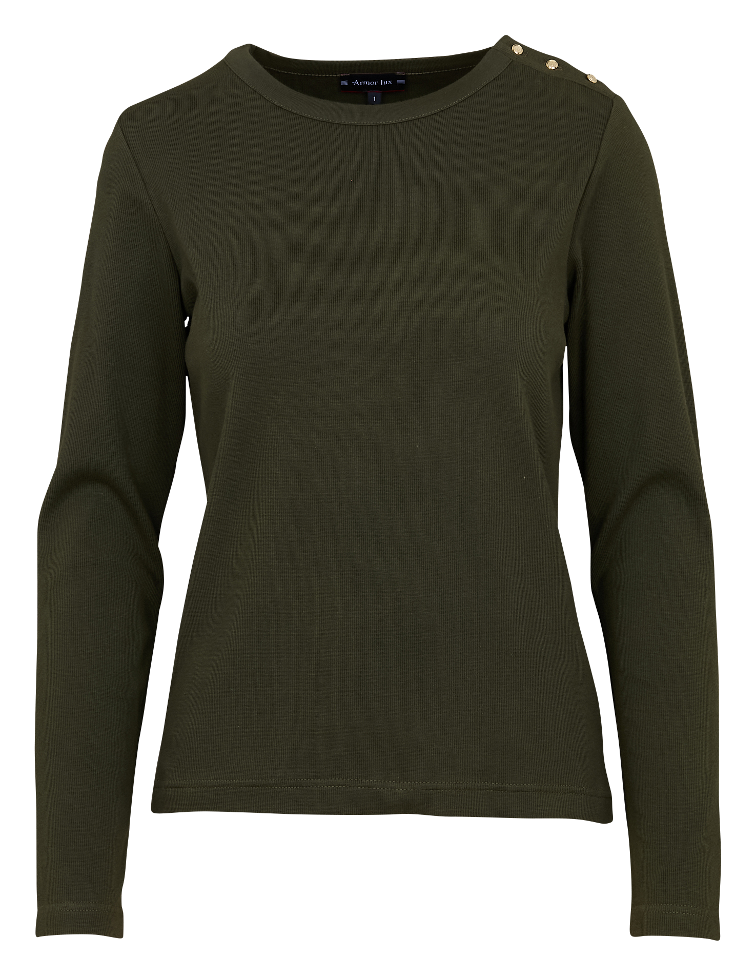 Tee-shirt droit col rond en coton mélangé | Vert