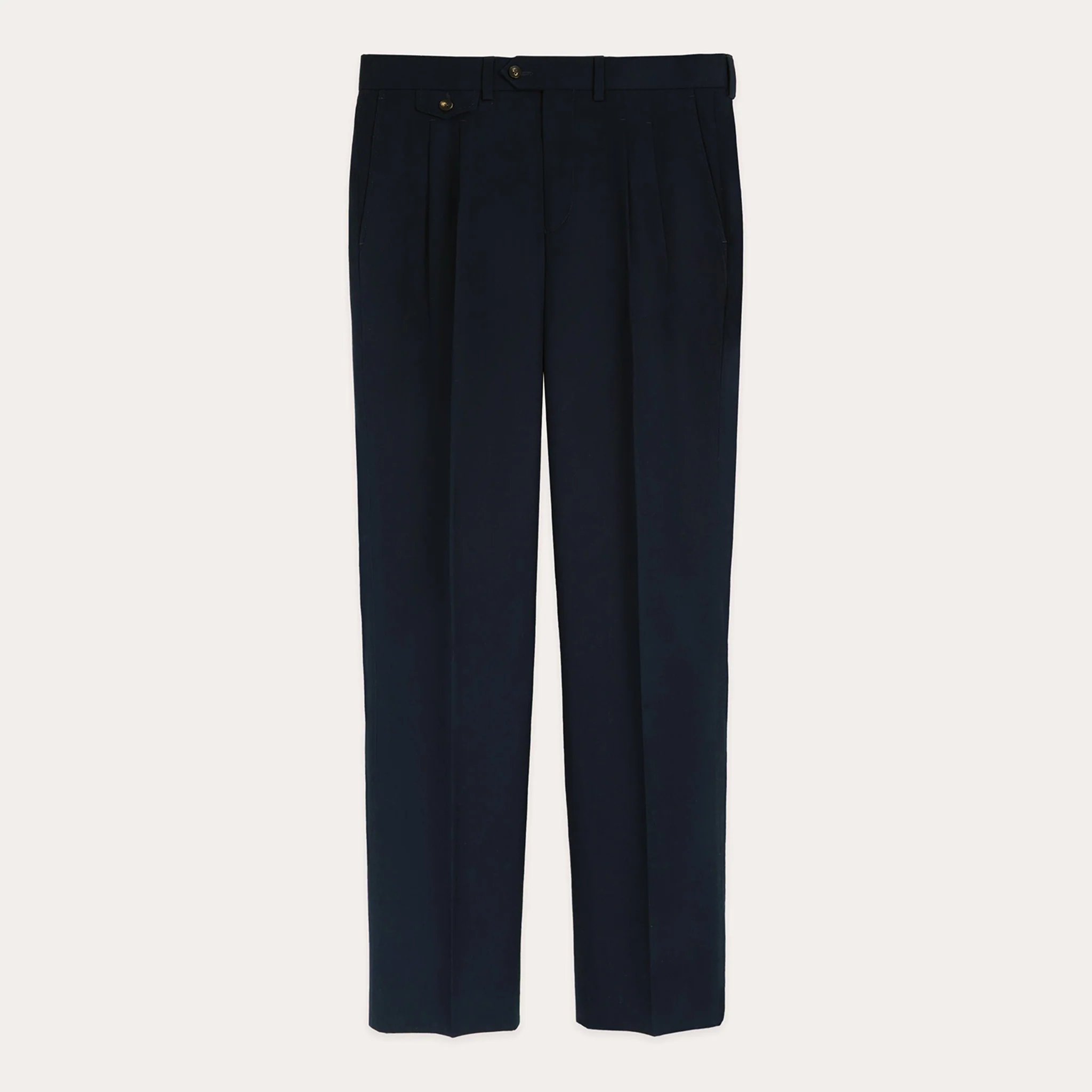 Double-pleated pants in navy cotton
